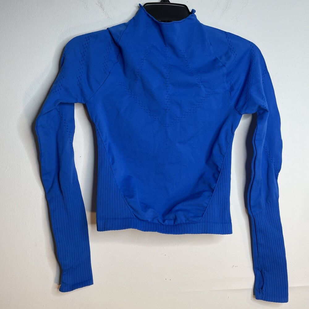 NWT Free People Movement Good Karma High-Neck Layer Long Sleeve Blue Top - M L